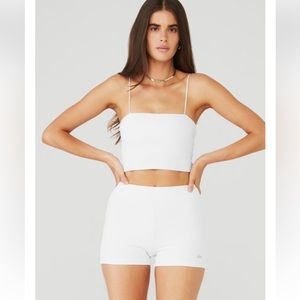 NWT - Alo Yoga Goddess Ribbed Bandeau Top & High-Waist Hot Short Set